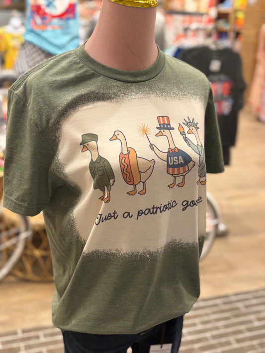 Just A Patriotic Goose ~ Bleached Graphic Tee