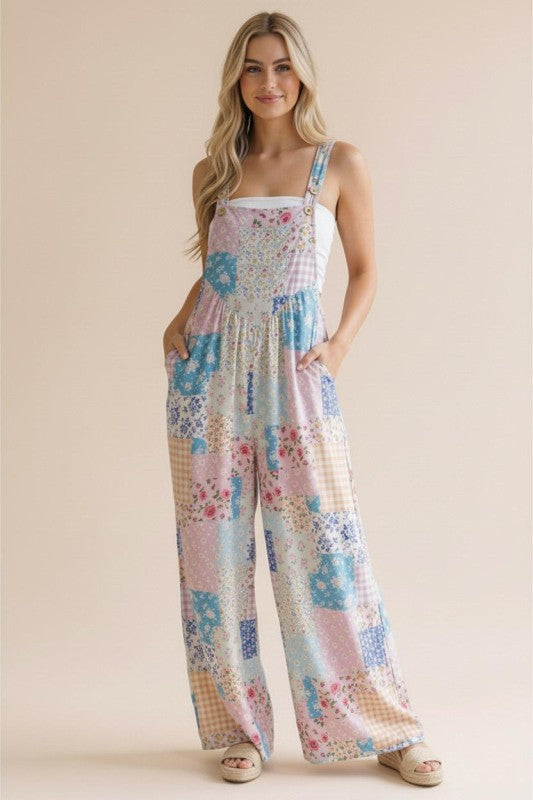 Happy To Be Me ~ Floral Patchwork Overalls - Regular and Curvy Sizes