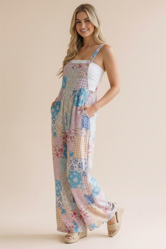 Happy To Be Me ~ Floral Patchwork Overalls - Regular and Curvy Sizes