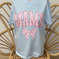 Mama ~ Baby Blue and Pink Ribbon Graphic Tee