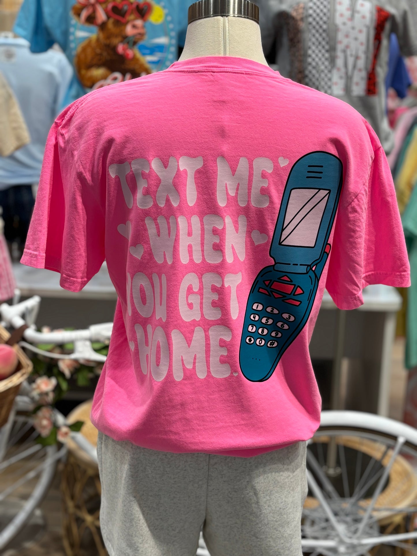 Text Me When You Get Home ~ Neon Pink Graphic Tee or Hoodie