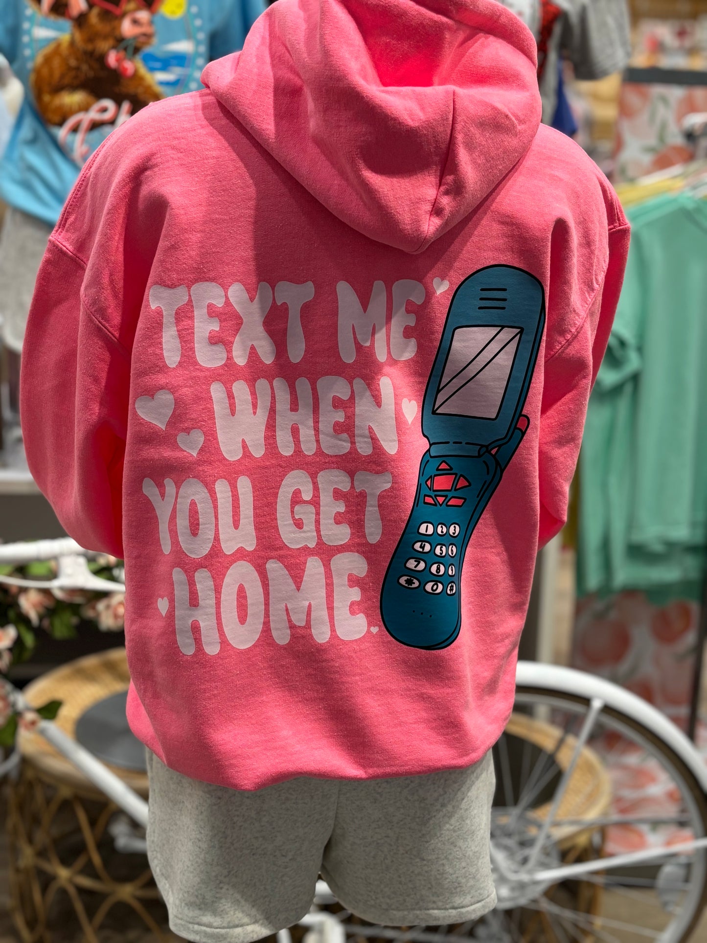 Text Me When You Get Home ~ Neon Pink Graphic Tee or Hoodie