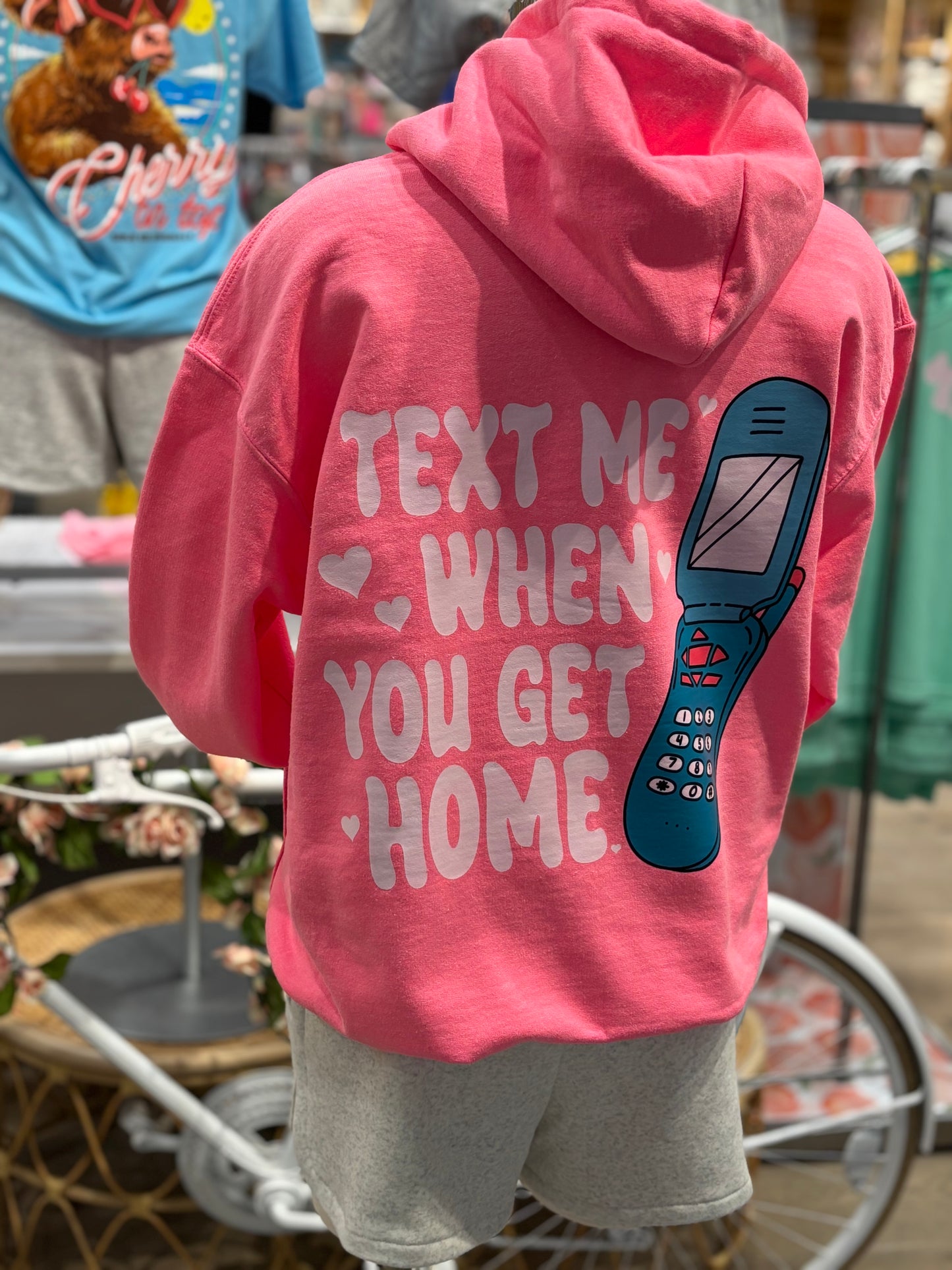 Text Me When You Get Home ~ Neon Pink Graphic Tee or Hoodie