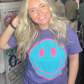 Smiley Face ~ Purple and Teal Graphic Tee