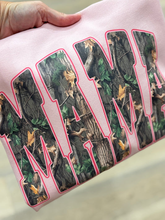 Camo Mama ~ Girly Pink Crewneck Sweatshirt