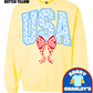 Blue Leopard and Gingham USA Patriotic Butter Yellow T-Shirt or Crewneck Sweatshirt
