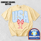Blue Leopard and Gingham USA Patriotic Butter Yellow T-Shirt or Crewneck Sweatshirt