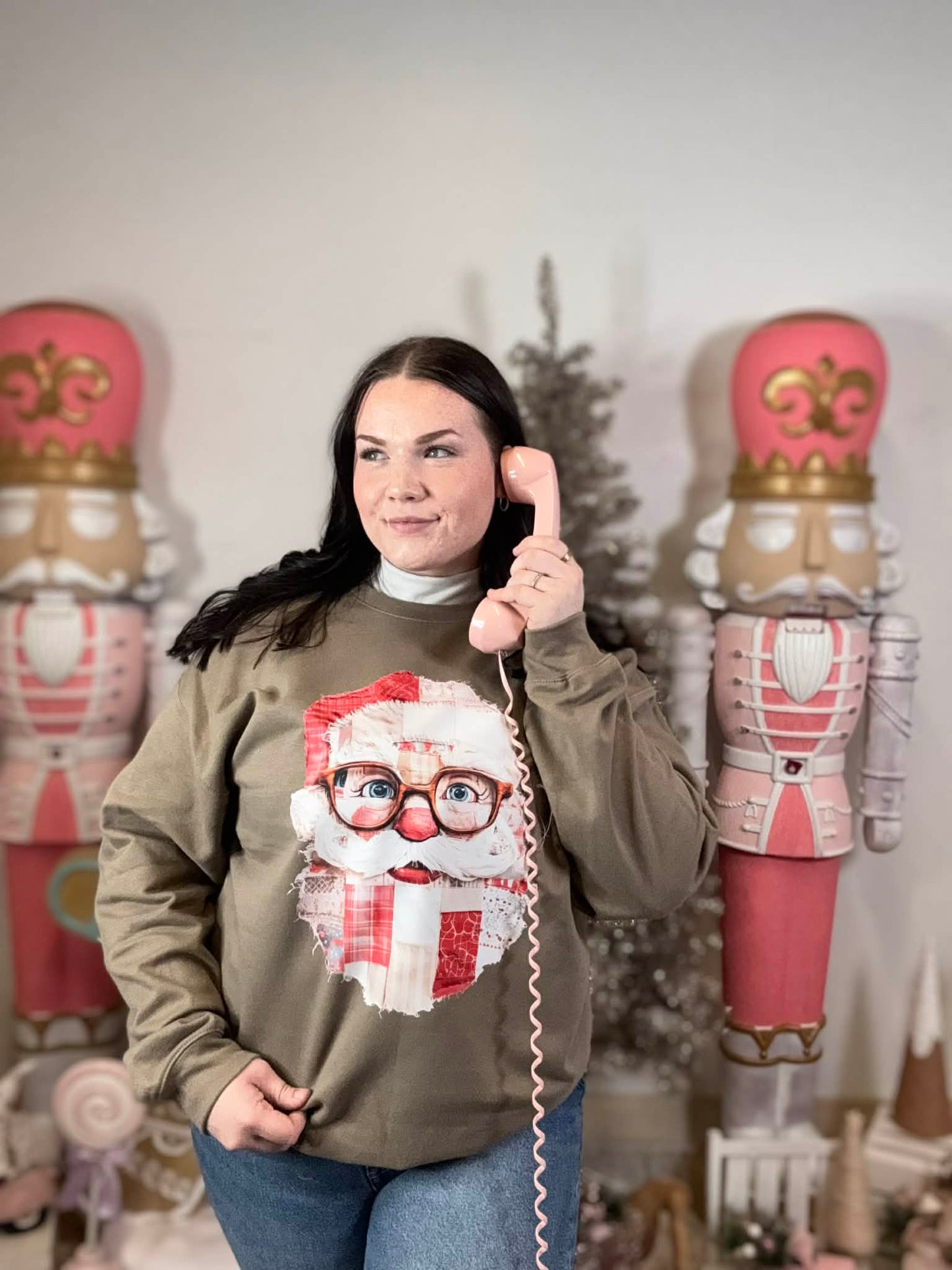 Patchwork Santa Crewneck Sweathsirt