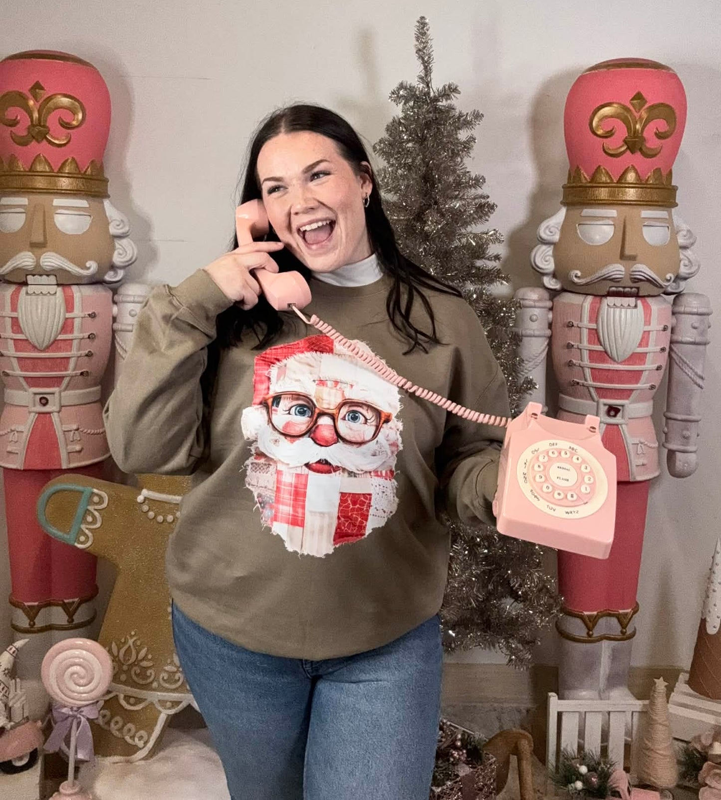 Patchwork Santa Crewneck Sweathsirt