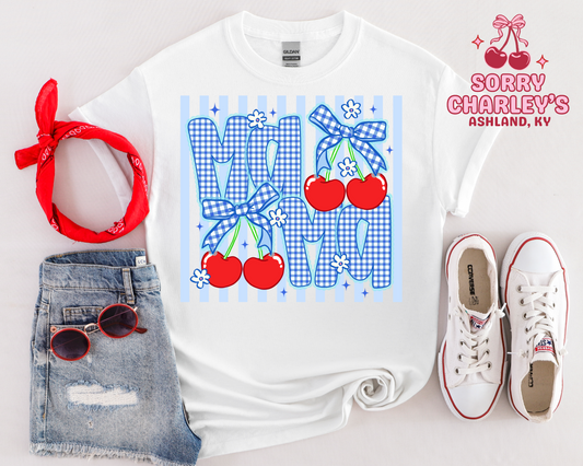 Mama ~ Gingham and Cherry Graphic Tee