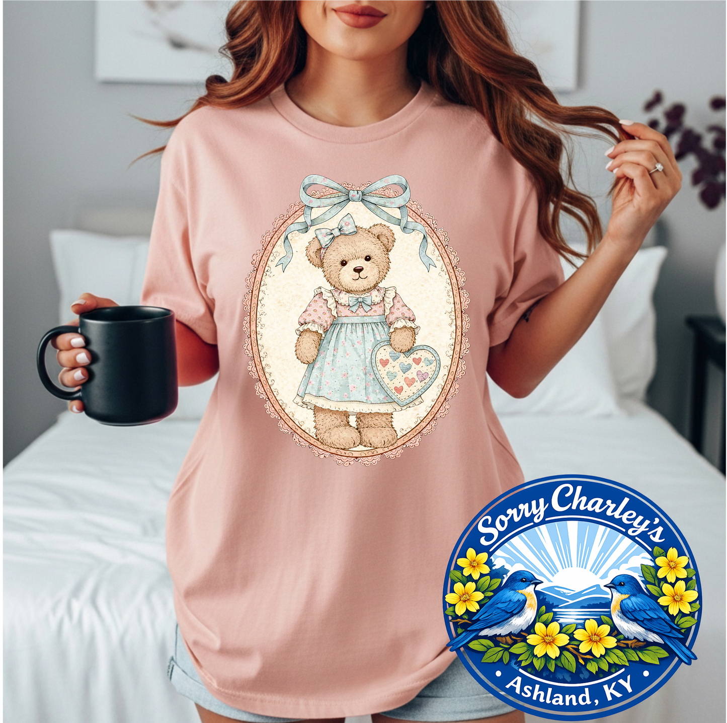 Vintage Bear ~ Peach Graphic Tee