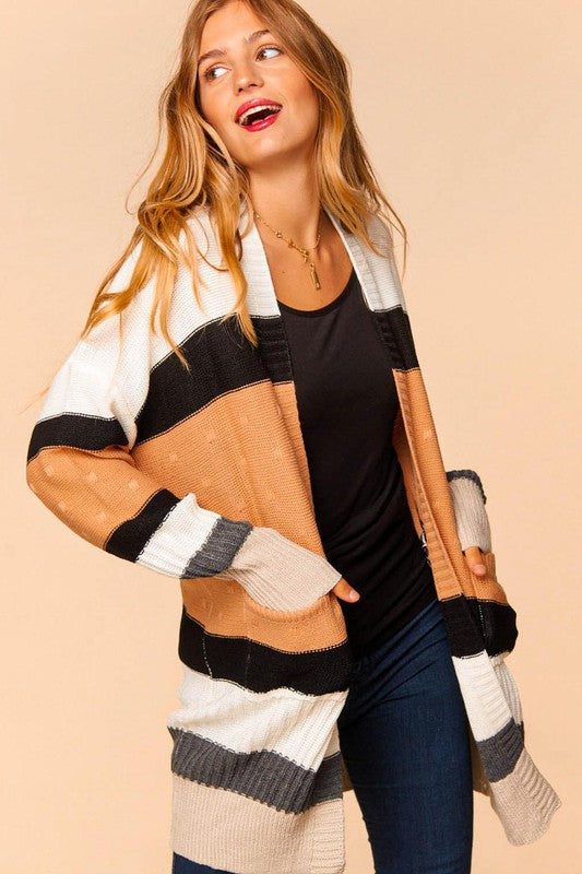 Most Likely ~ Colorblock Stripe Cardigan ~ Regular and Curvy Sizes