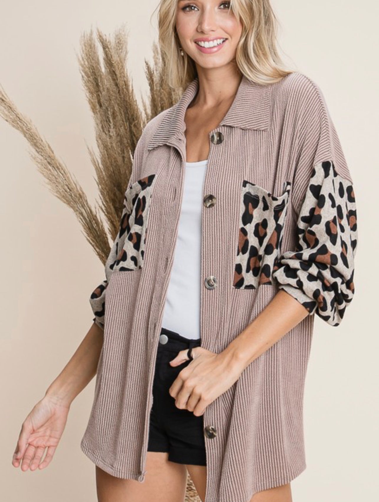 Wild Side ~ Oversized Leopard Sleeve Shacket