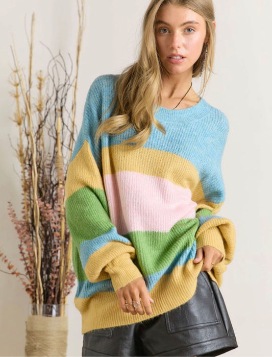 Skyra - Colorblock Stripe Sweater