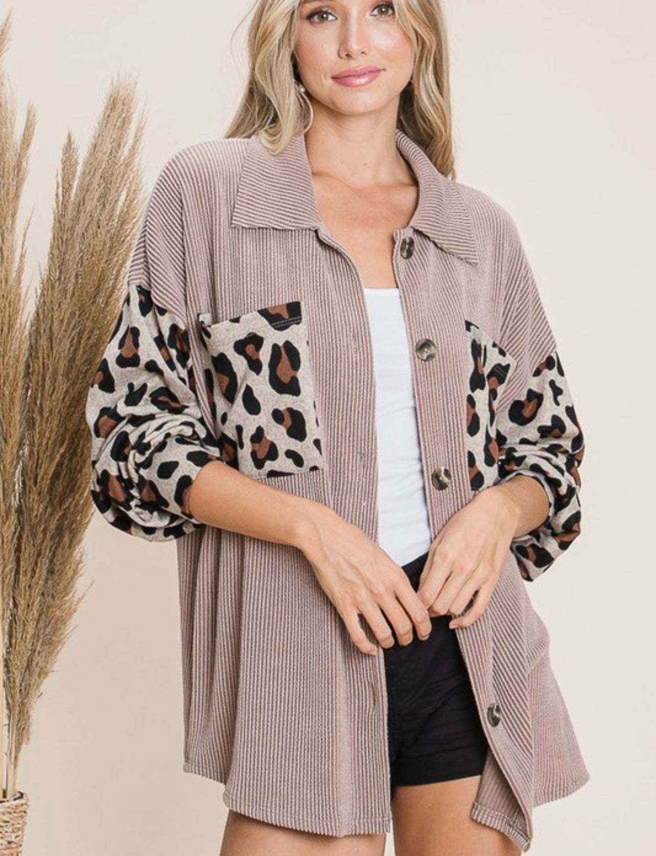 Wild Side ~ Oversized Leopard Sleeve Shacket