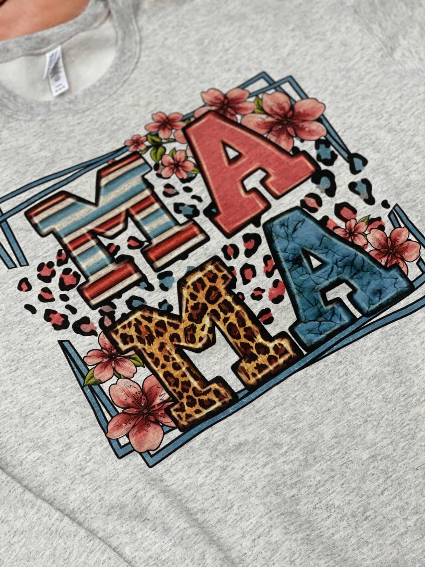 Mama ~ Mixed Print Crewneck Sweatshirt