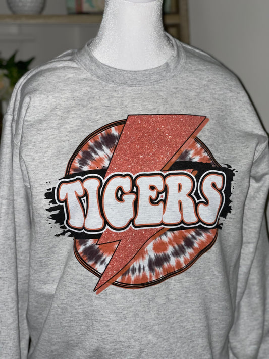 Retro Lightning Bolt and Tie Dye School Spirit Design