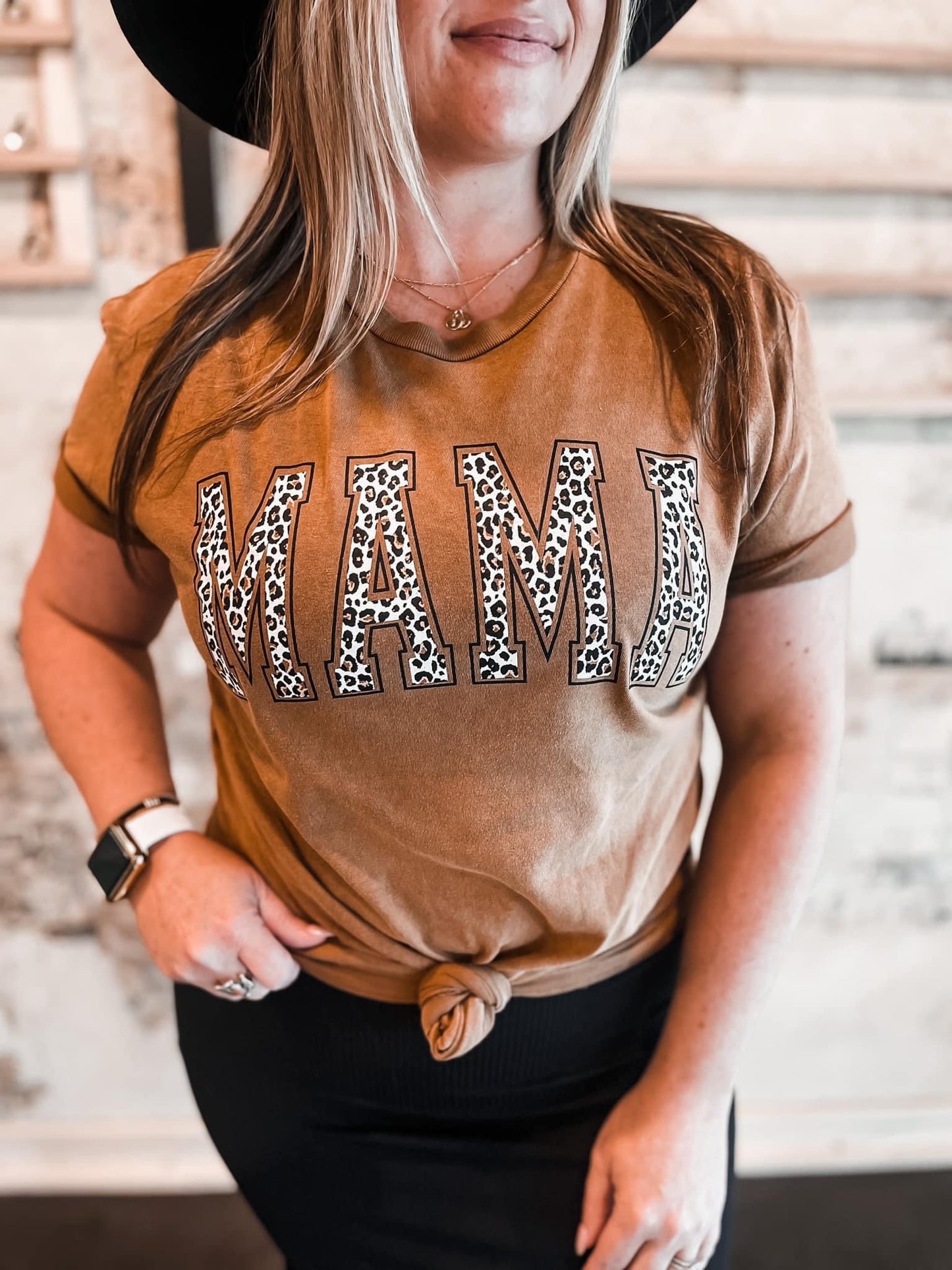 Mama ~ Vintage Wash Leopard Graphic Tee