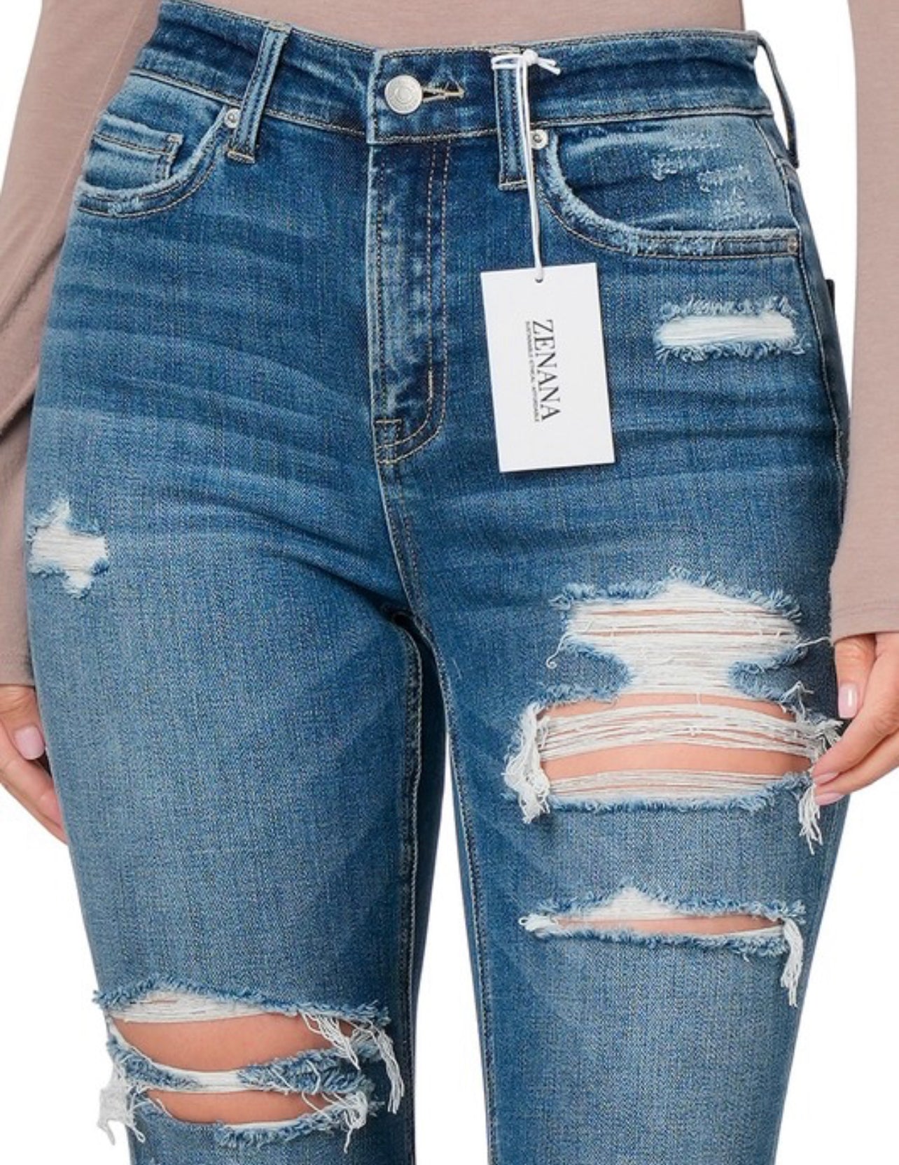 Kylie ~ High Waisted Distressed Flare Jeans