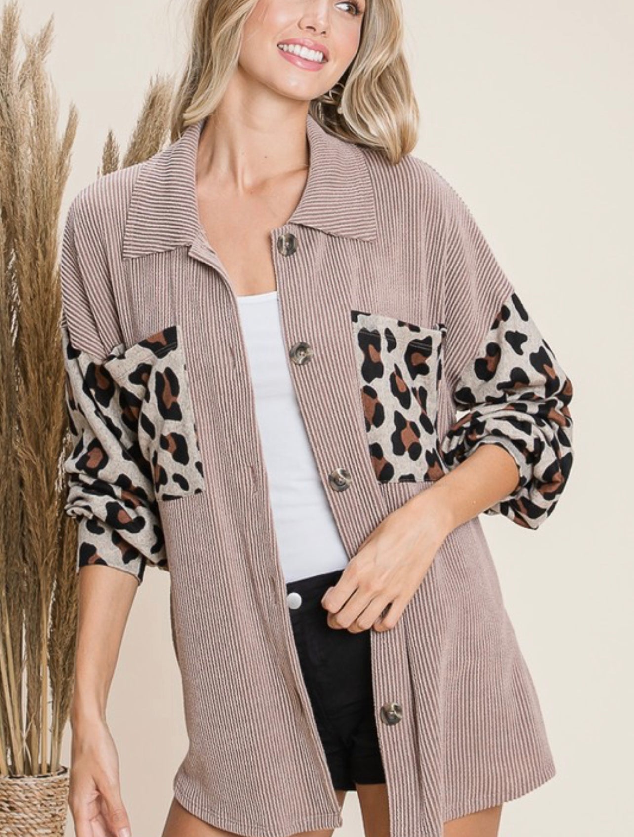 Wild Side ~ Oversized Leopard Sleeve Shacket