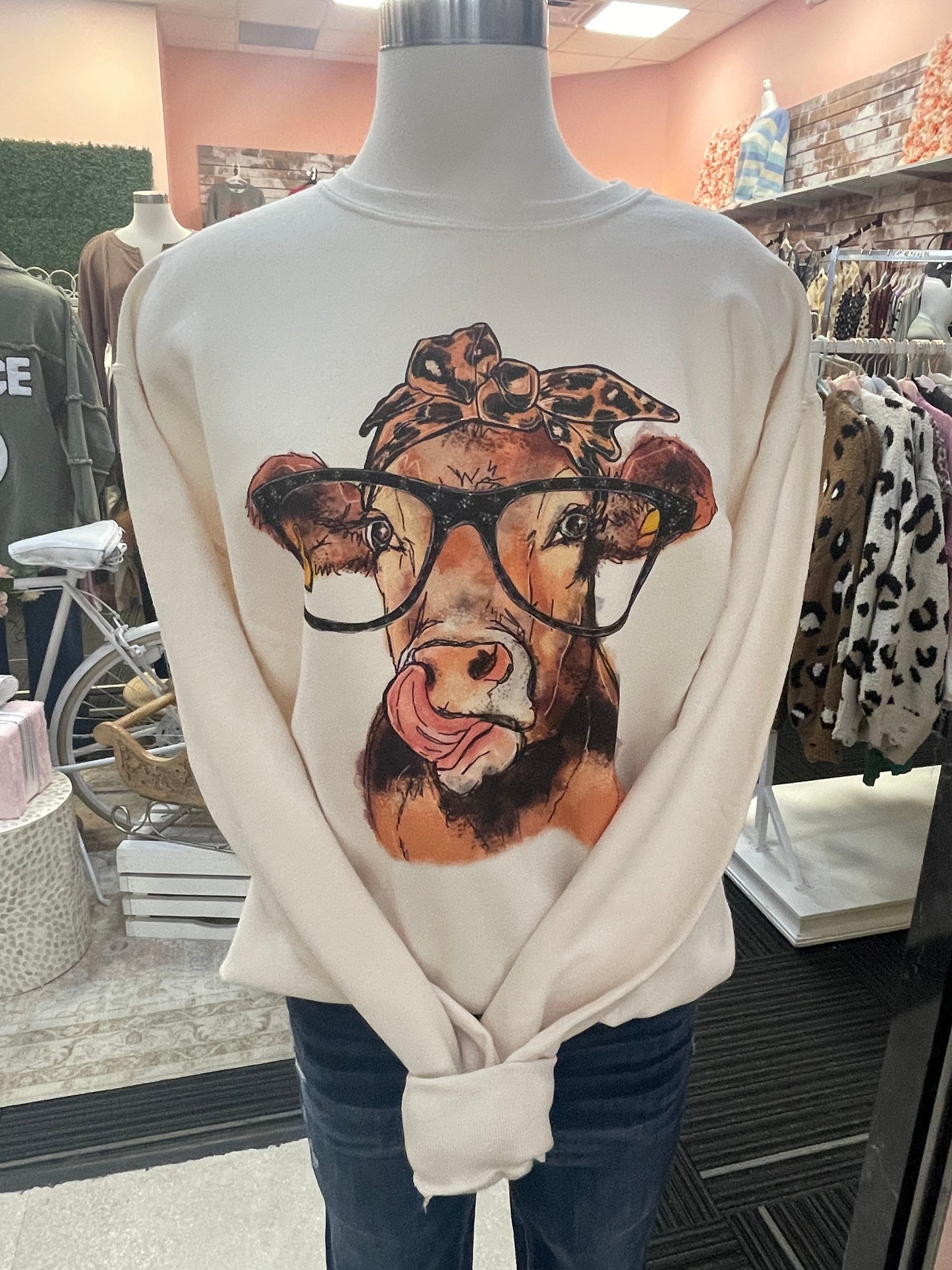 Darling ~ Cow in Glasses Sweatshirt