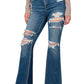 Kylie ~ High Waisted Distressed Flare Jeans