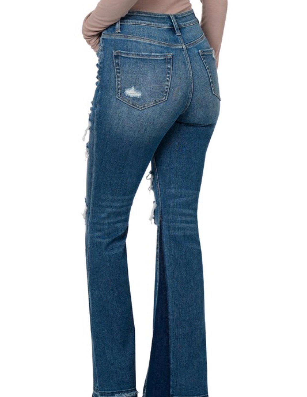 Kylie ~ High Waisted Distressed Flare Jeans