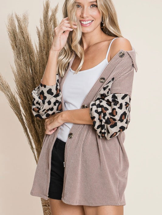 Wild Side ~ Oversized Leopard Sleeve Shacket