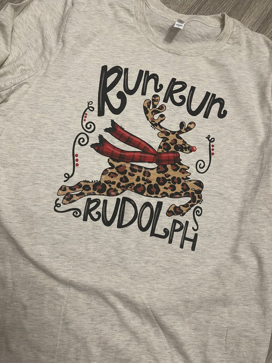 Run Run Rudolph Christmas Tee