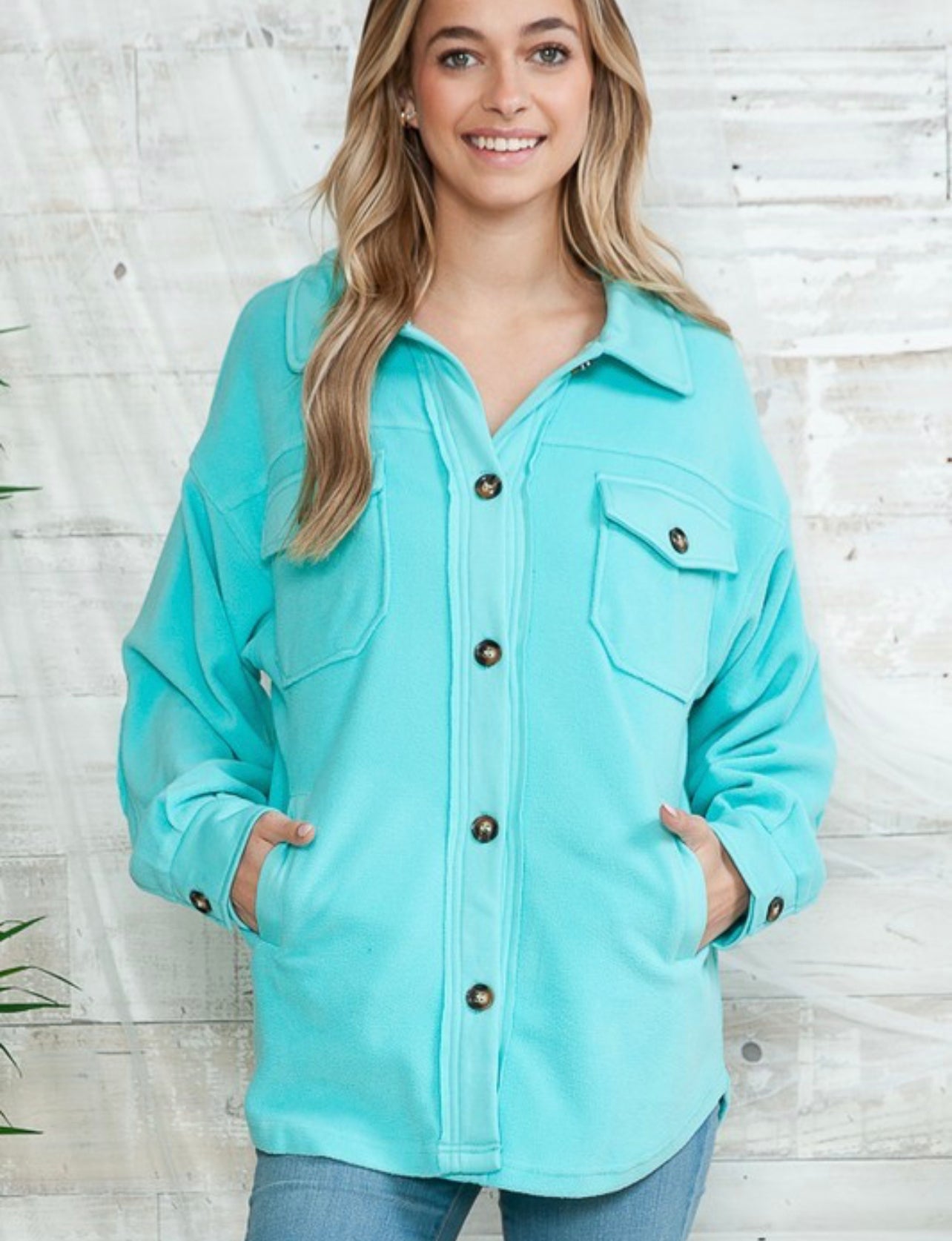 Keep Me Grounded ~ Soft Shacket - Turquoise or Pink