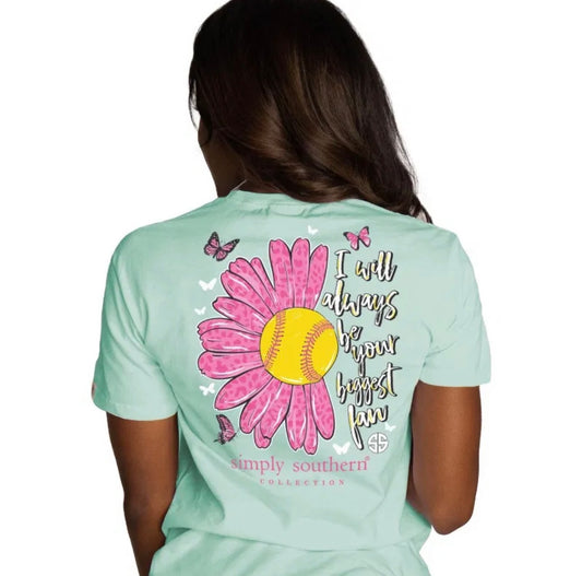 Mint Green Daisy Softball Tee (Mom Design ~ I'll Always Be Your Biggest Fan)