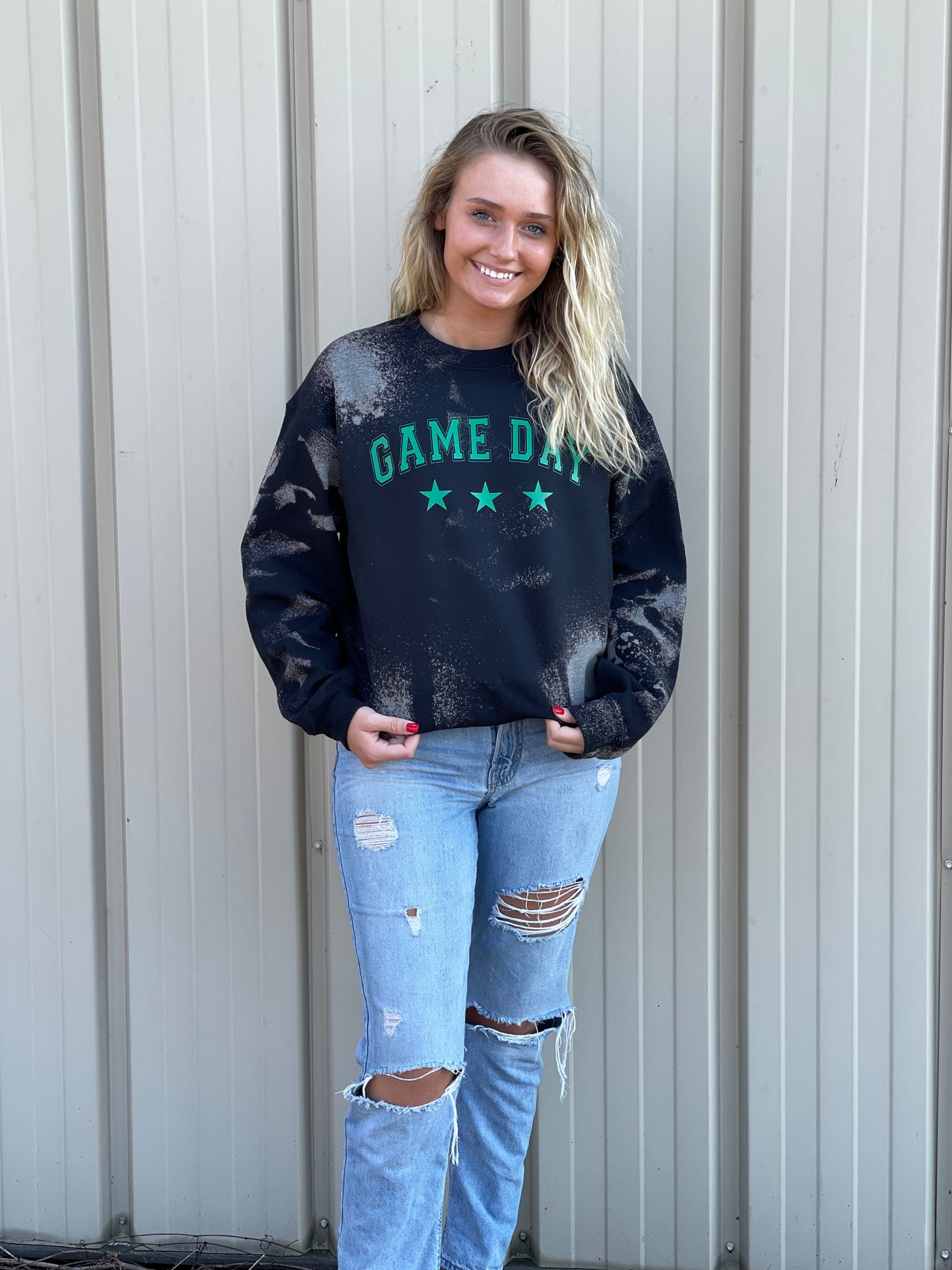 Game Day ~ Custom Bleached Sweatshirt