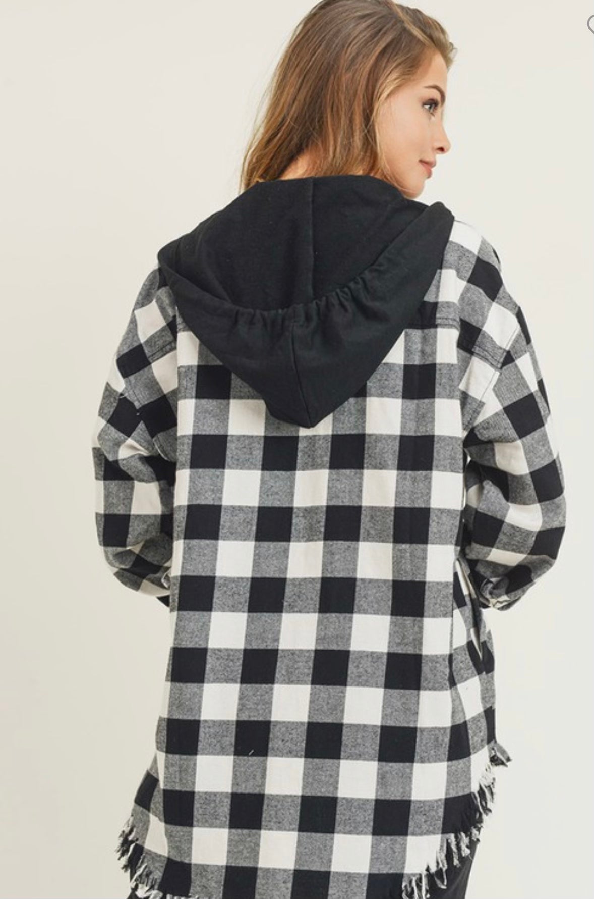 Anna ~ Buffalo Plaid Zip up Flannel W/ Hood