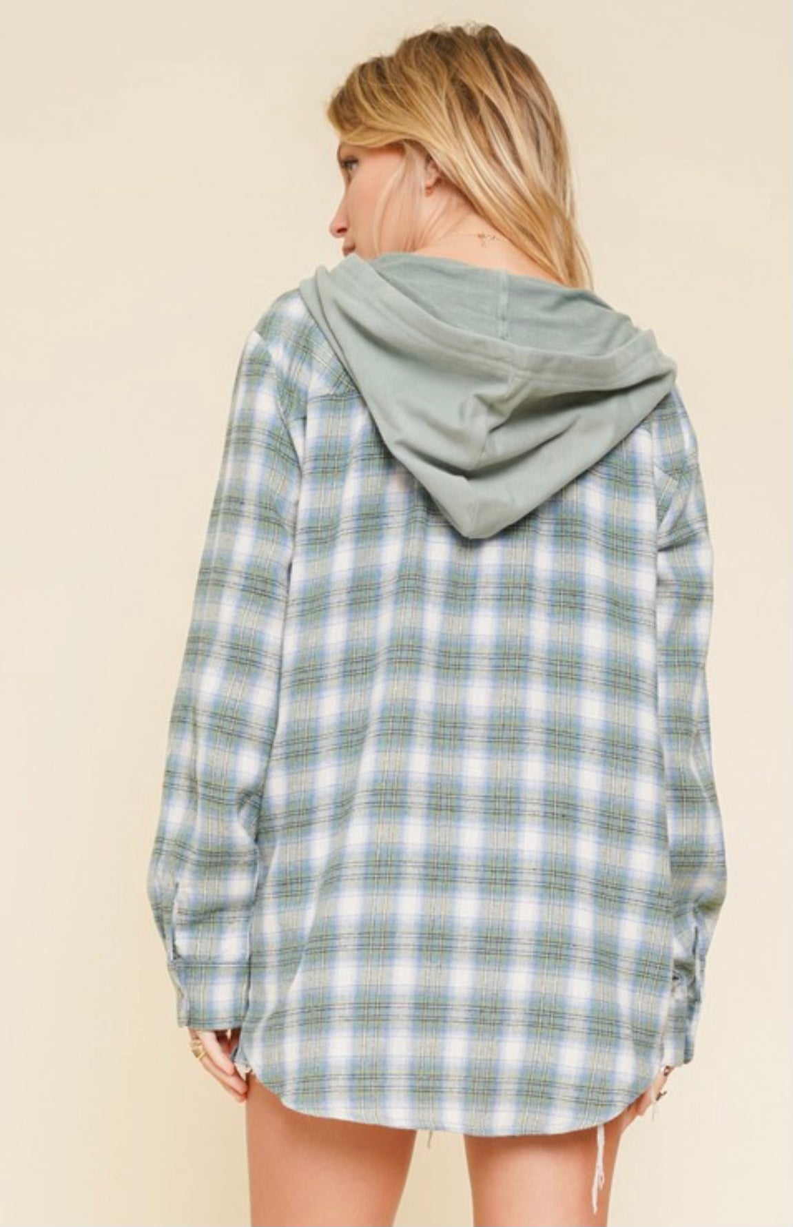 Taylor ~ Sage/Blue Hood Flannel