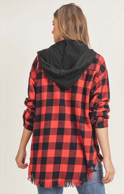 Anna ~ Buffalo Plaid Zip up Flannel W/ Hood