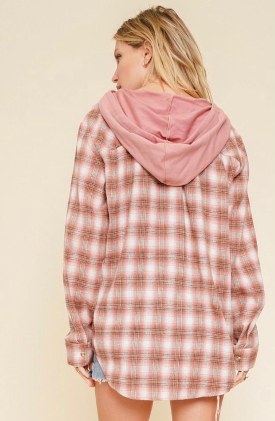 Rylee ~ Pink/Carmel Hood Flannel